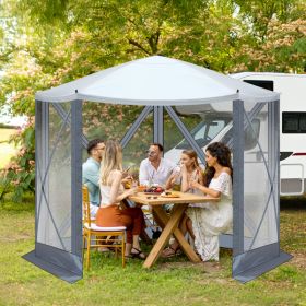 10X10ft Light Gray And Dark Gray Contrasting Pentagonal Automatic Folding Tent (Option: Dark Grayand Light Gray)