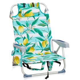 63x65x82cm, Lemon Pattern, Aluminum, Beach Chair, Oxford Cloth, Silver-white Aluminium Tube (Option: Lemon pattern)