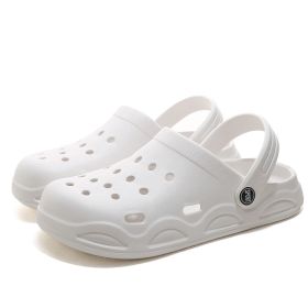 Hole shoes men's summer new outer wear bag head couple half bag heel bag head garden shoes beach women's shoes (Color: White, Shoe Size: 40-41)