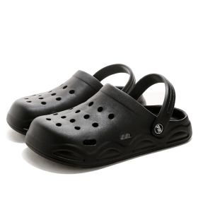 Hole shoes men's summer new outer wear bag head couple half bag heel bag head garden shoes beach women's shoes (Color: Black, Shoe Size: 38-39)