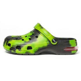 Men's Clogs; Men's hole shoes; cool color patterns; beach men's sandals (colour: Black green, size: 43)
