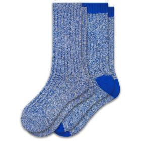 Women's Outdoor Boot Hiking Marled Twisted Cotton 2 Pair Pack Socks (Color: Blue)
