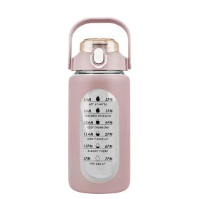 64Oz Glass Water Bottle Sports Water Bottle Motivational Water Bottle Water Intake Tracker Bottle with Straw Time Marker Silicone Sleeve Handle f (Color: Coffee, size: 32oz)