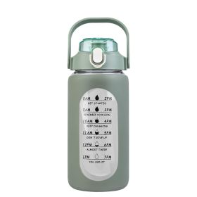 64Oz Glass Water Bottle Sports Water Bottle Motivational Water Bottle Water Intake Tracker Bottle with Straw Time Marker Silicone Sleeve Handle f (Color: Green, size: 32oz)